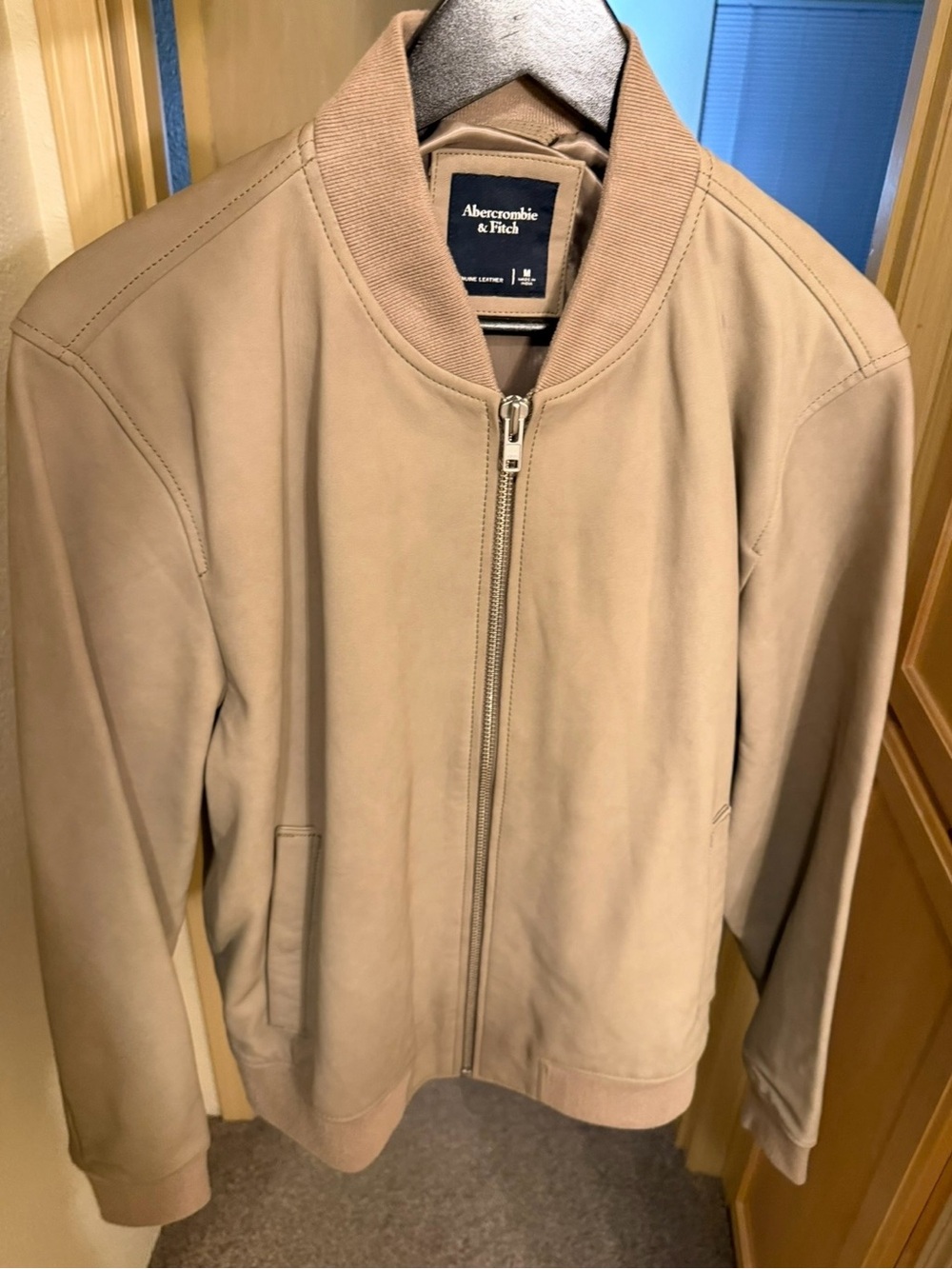 Abercrombie & Fitch Men's Suede Zip-Front Bomber Jacket - Medium